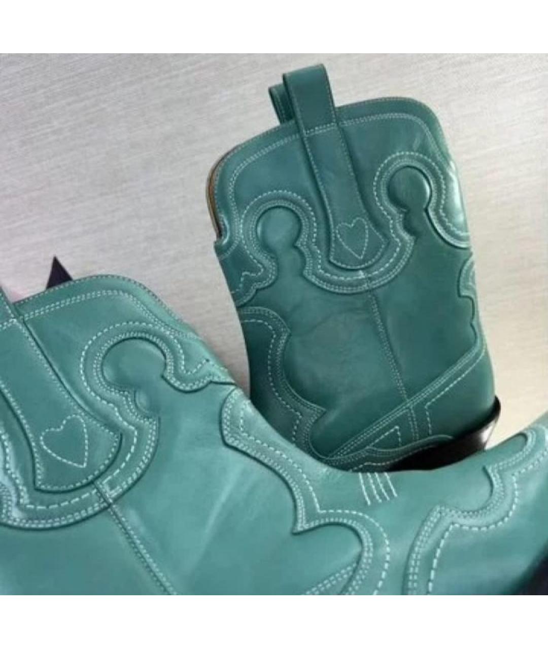 GANNI Зеленые кожаные полусапоги, фото 4