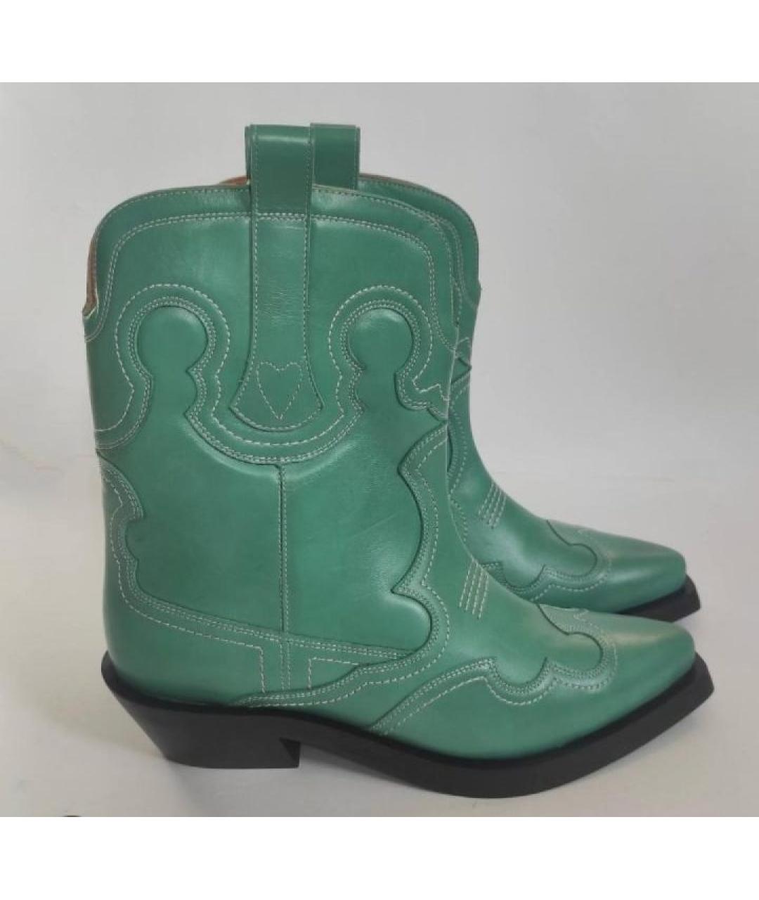 GANNI Зеленые кожаные полусапоги, фото 2