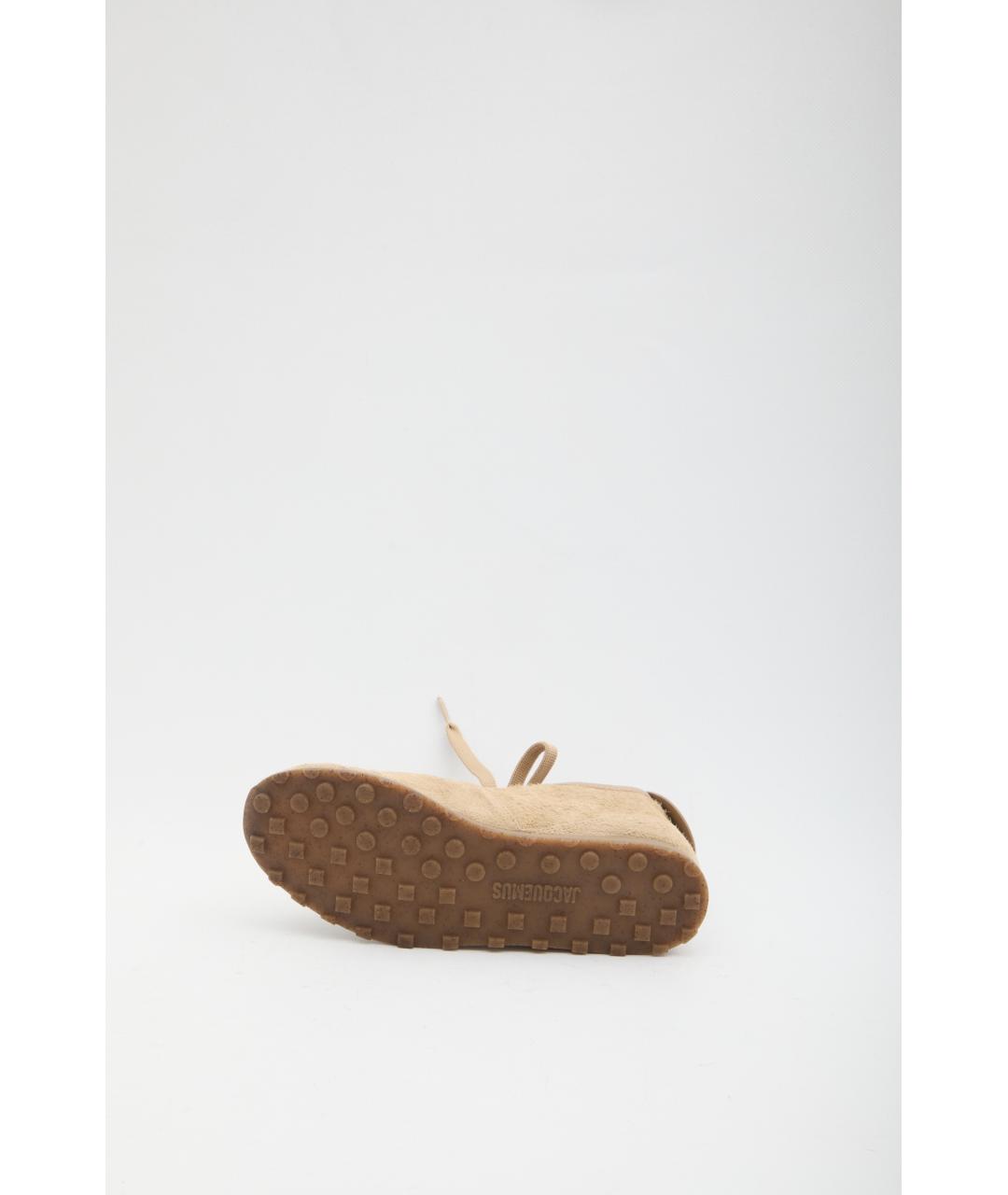 JACQUEMUS Бежевые замшевые кеды, фото 4