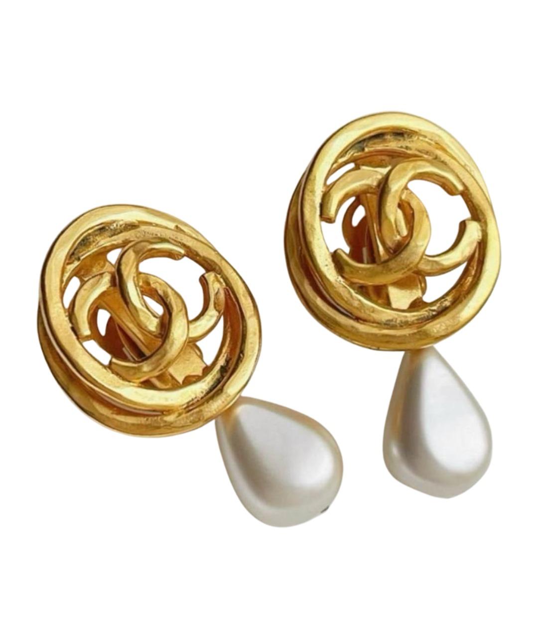 CHANEL Золотые металлические клипсы, фото 1