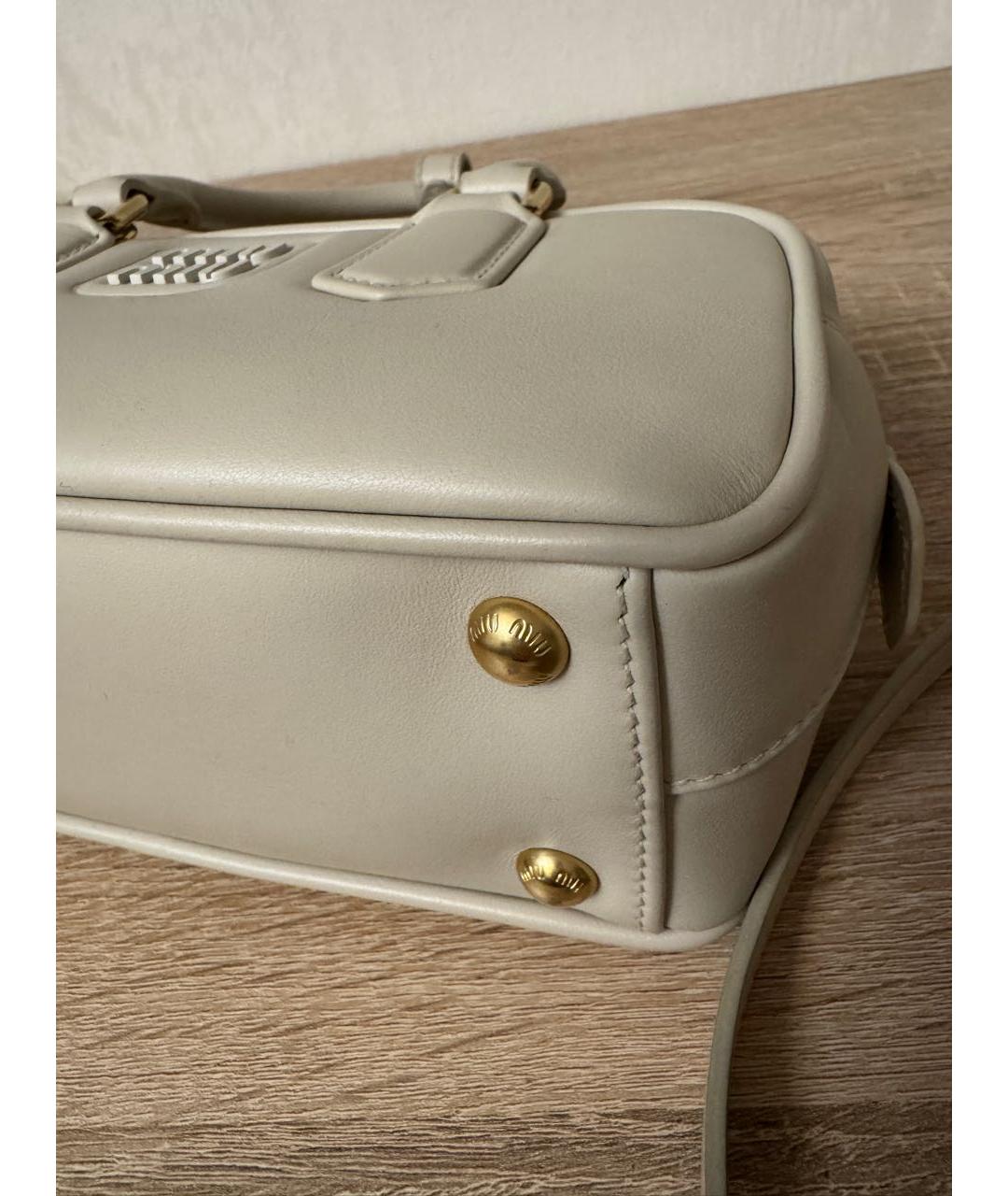 MIU MIU Белая кожаная сумка с короткими ручками, фото 5