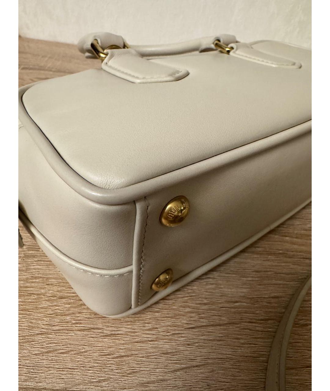 MIU MIU Белая кожаная сумка с короткими ручками, фото 4