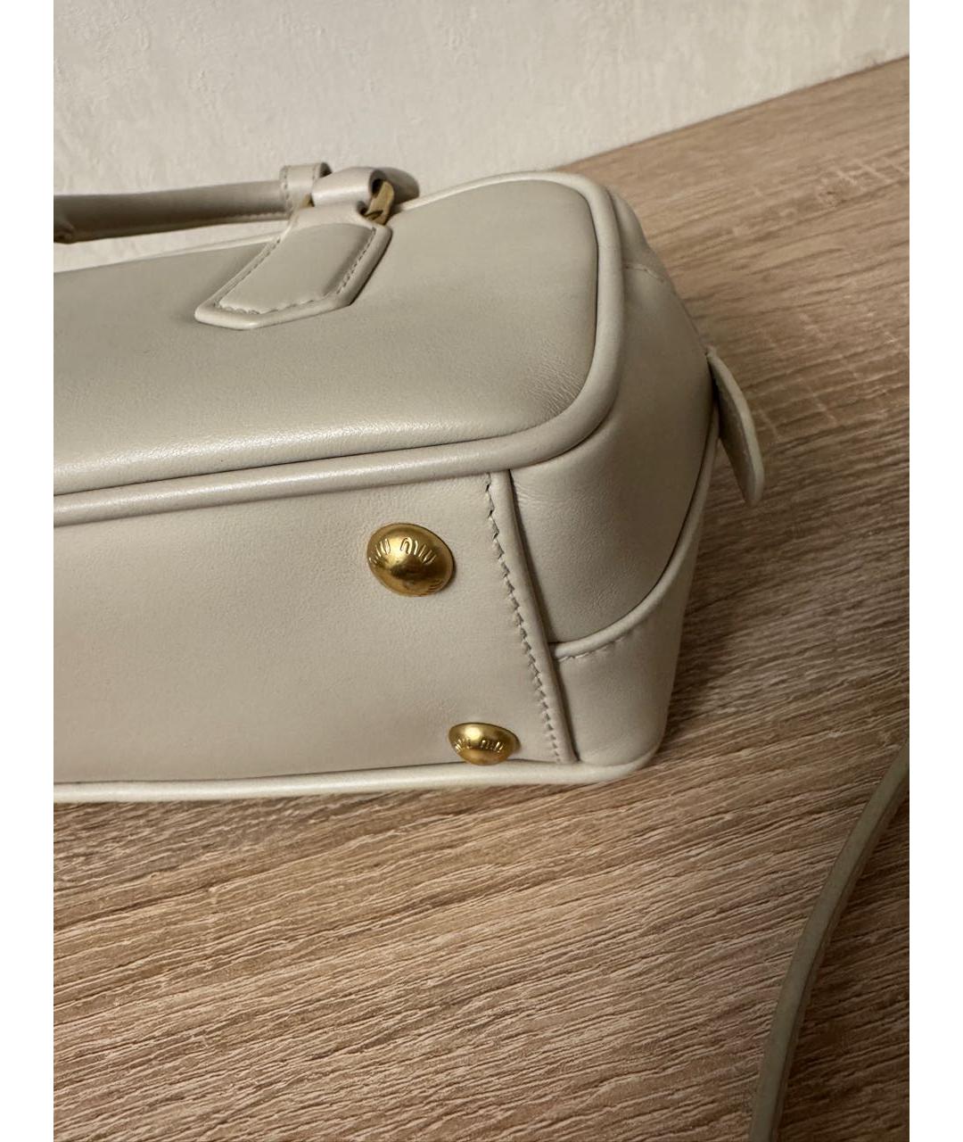 MIU MIU Белая кожаная сумка с короткими ручками, фото 3