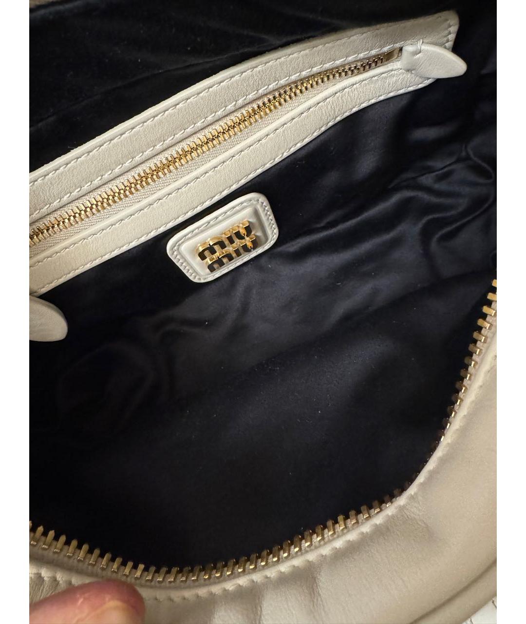 MIU MIU Белая кожаная сумка с короткими ручками, фото 7