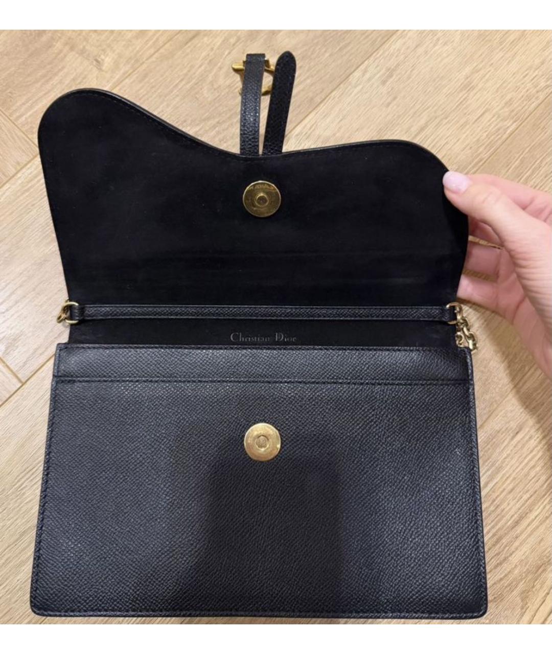CHRISTIAN DIOR Черная кожаная сумка через плечо, фото 5