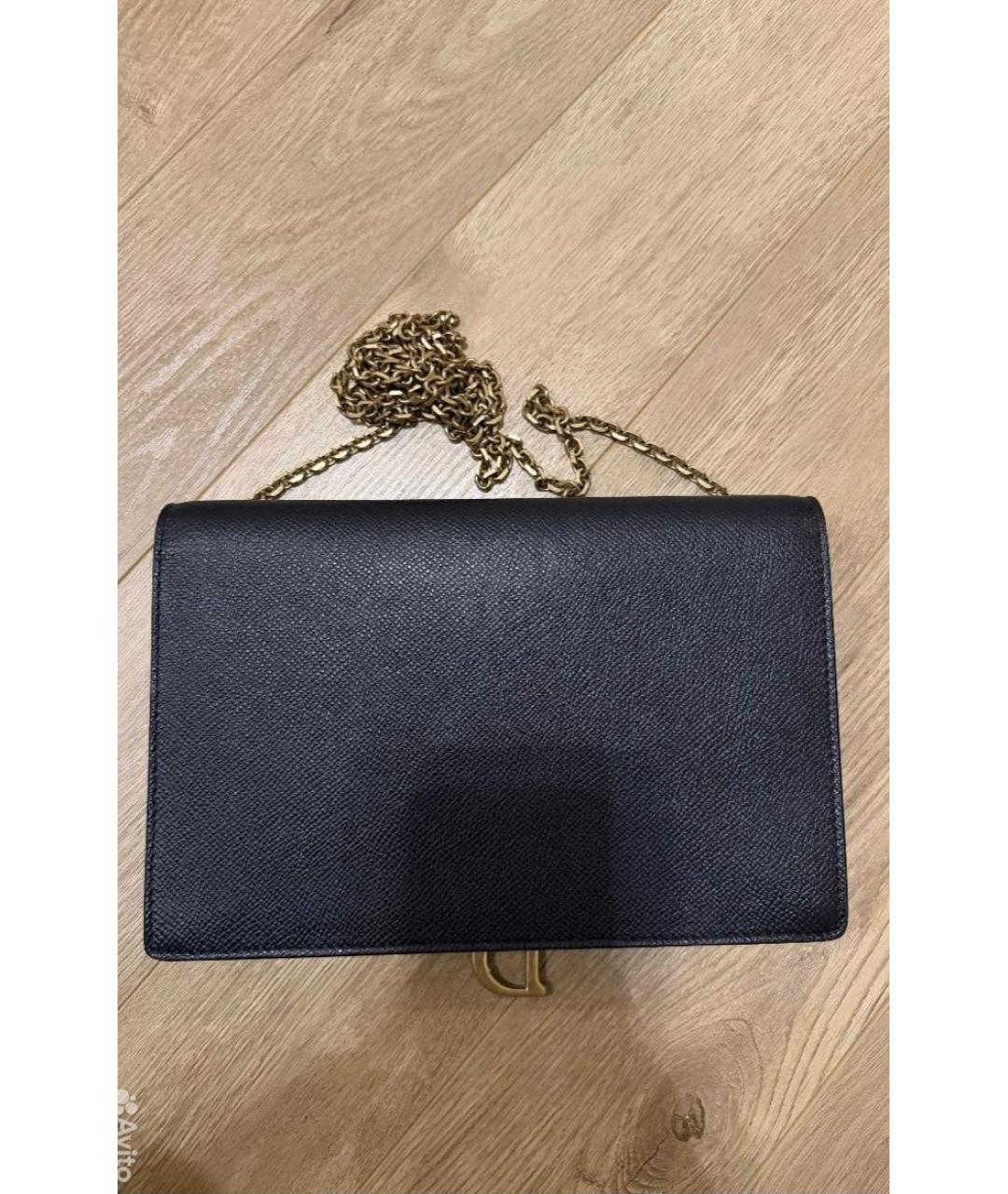 CHRISTIAN DIOR Черная кожаная сумка через плечо, фото 6