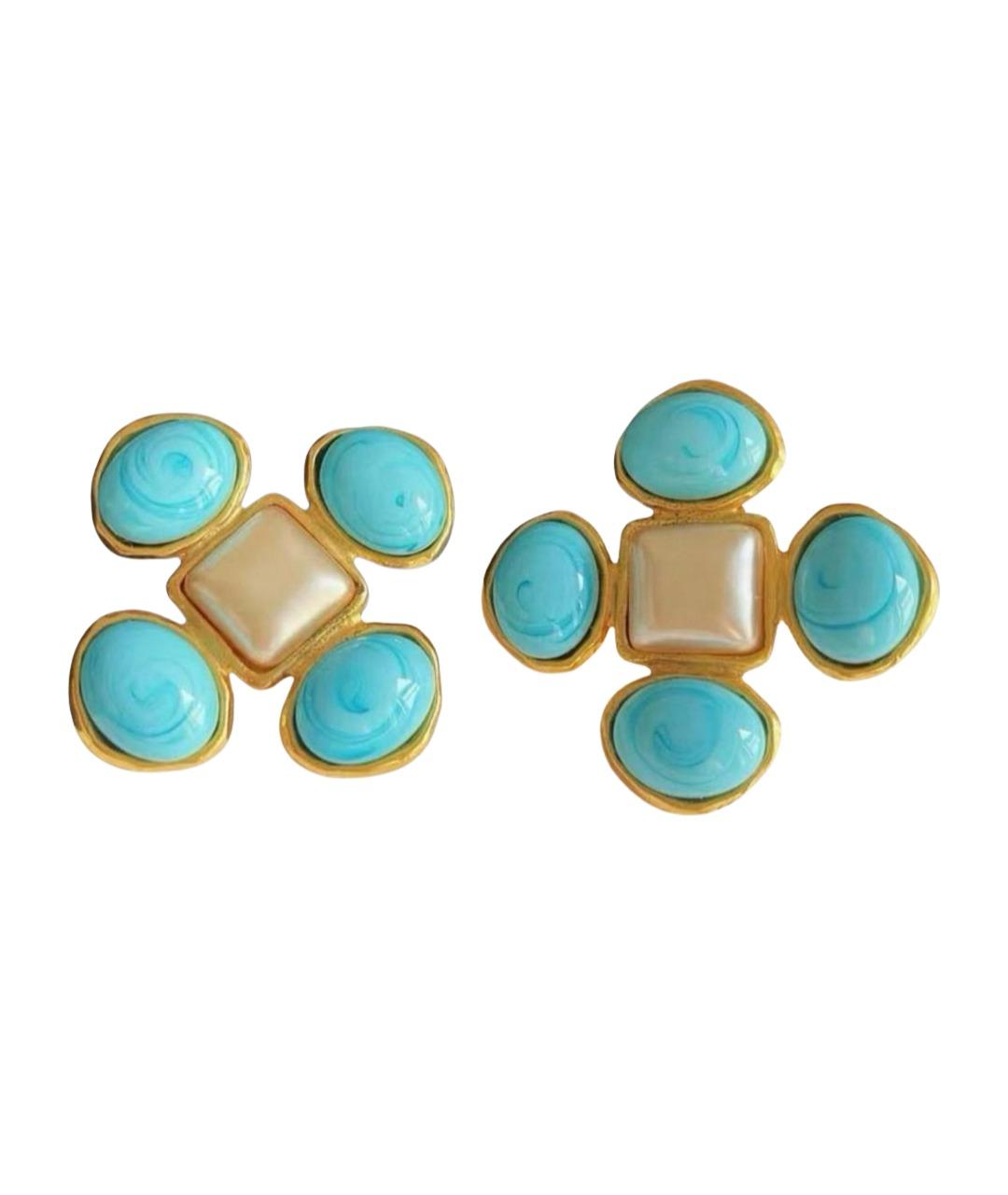 CHANEL Бирюзовые металлические клипсы, фото 1