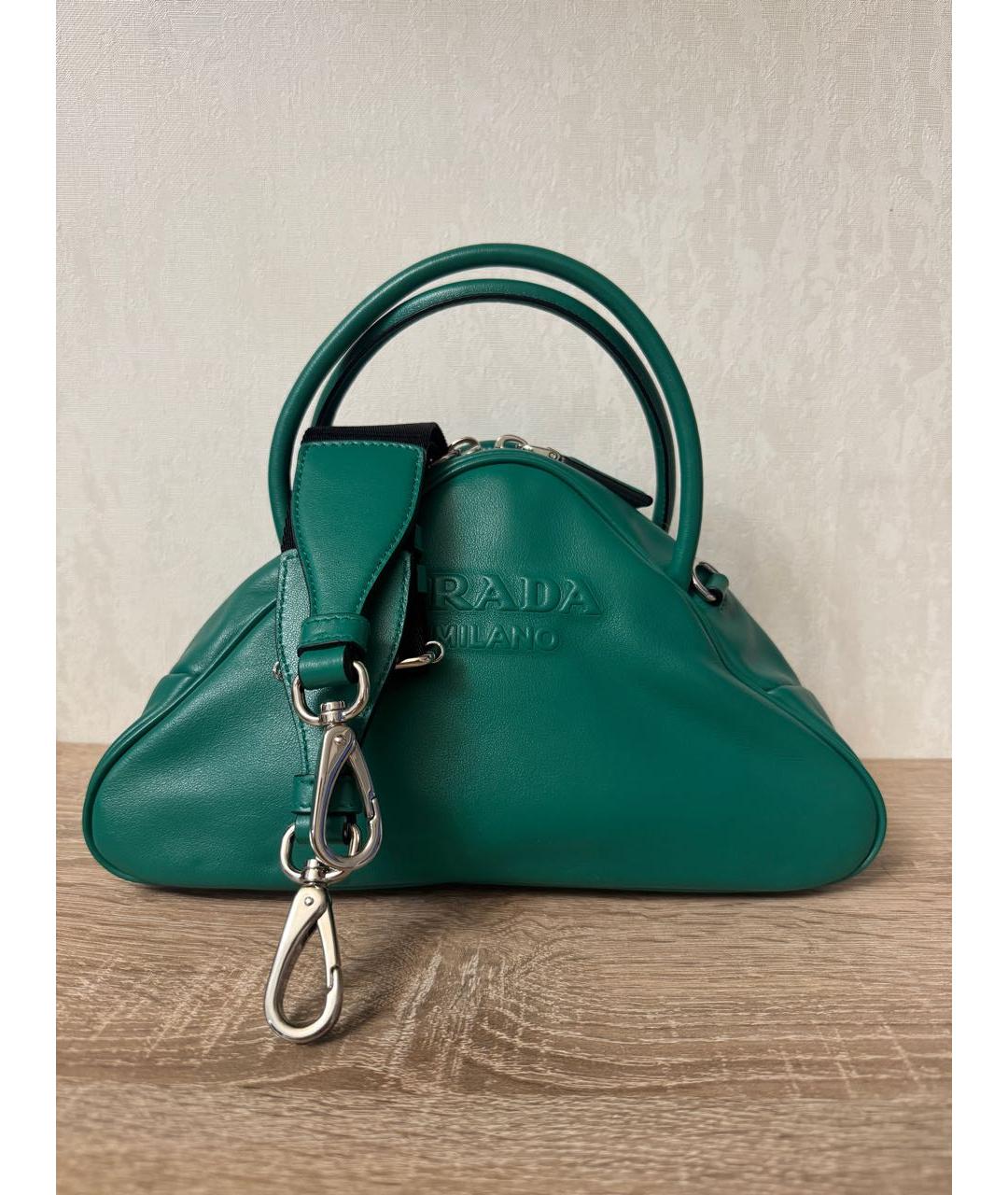 PRADA Зеленая кожаная сумка с короткими ручками, фото 2