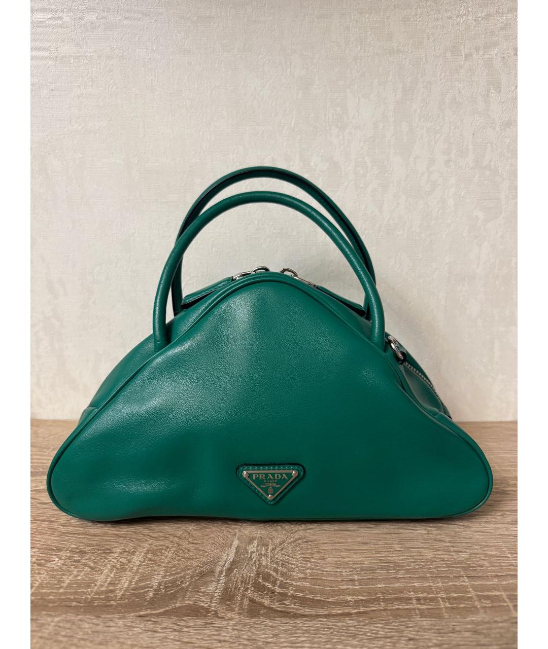 PRADA Зеленая кожаная сумка с короткими ручками, фото 8