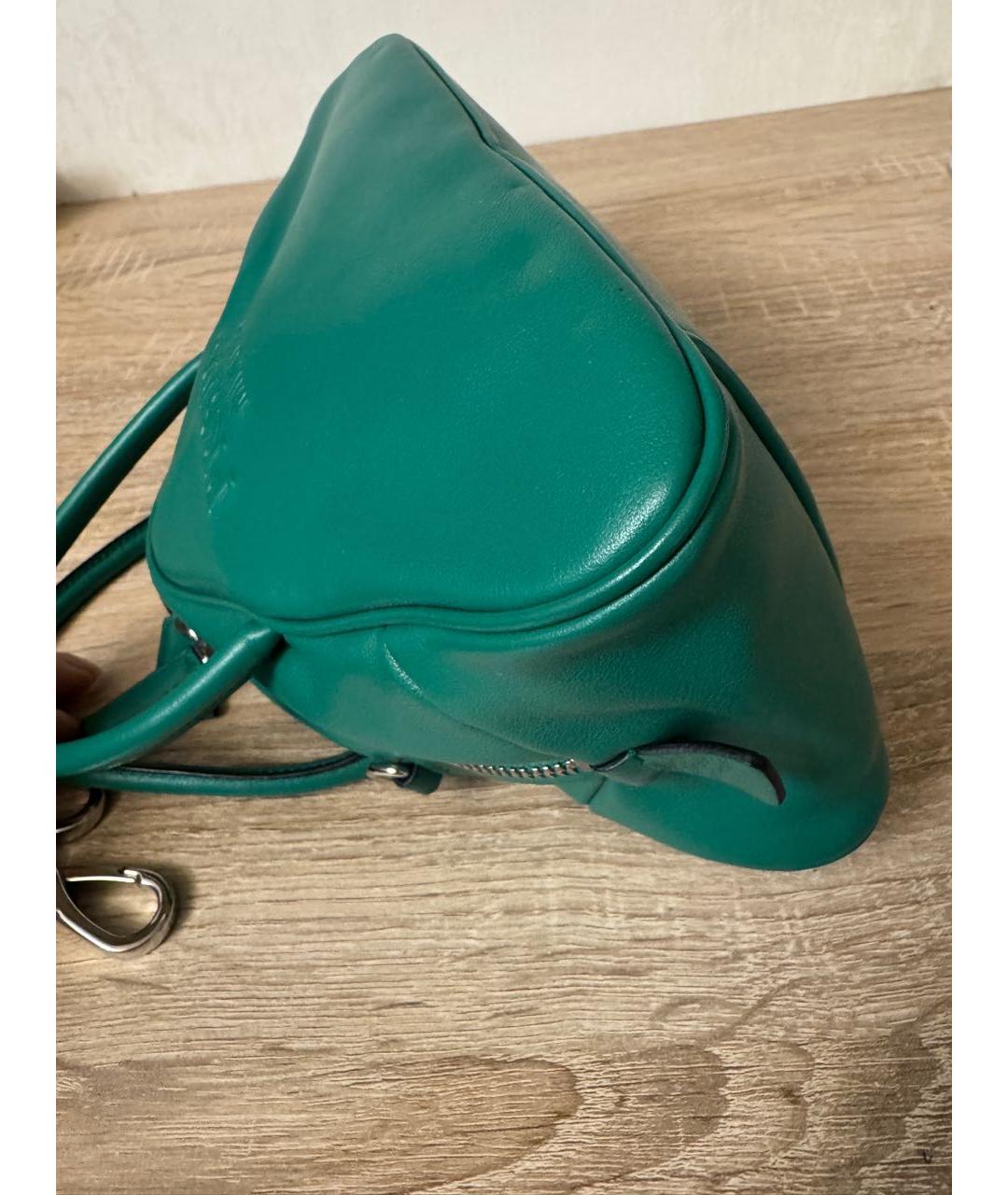 PRADA Зеленая кожаная сумка с короткими ручками, фото 6