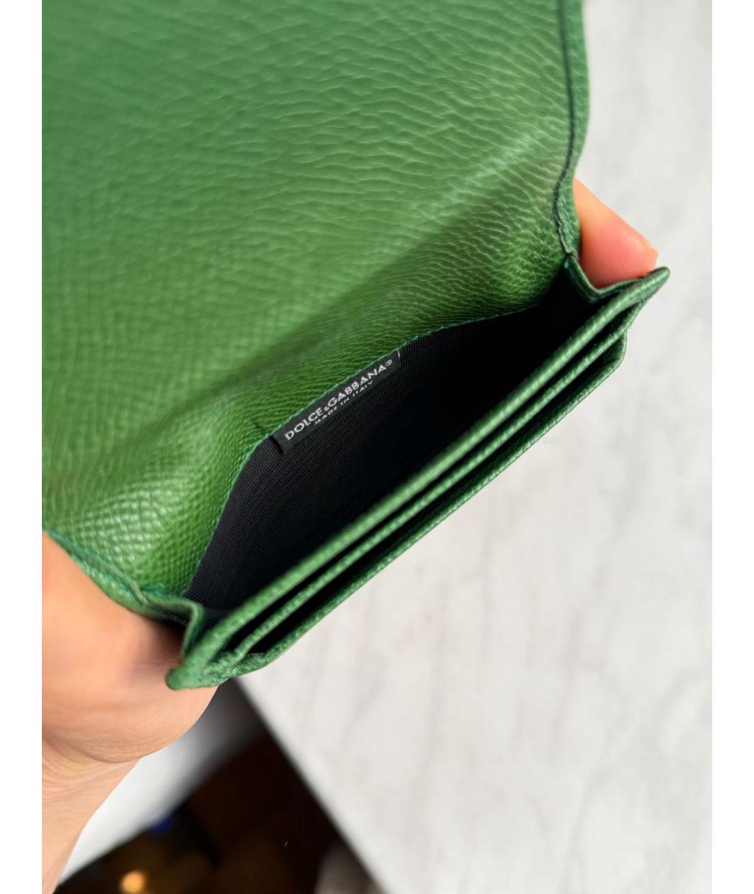 DOLCE&GABBANA Зеленый кожаный кошелек, фото 4