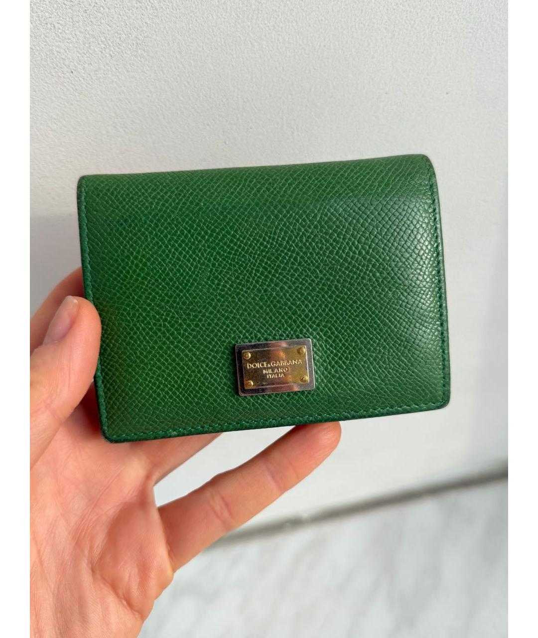 DOLCE&GABBANA Зеленый кожаный кошелек, фото 8