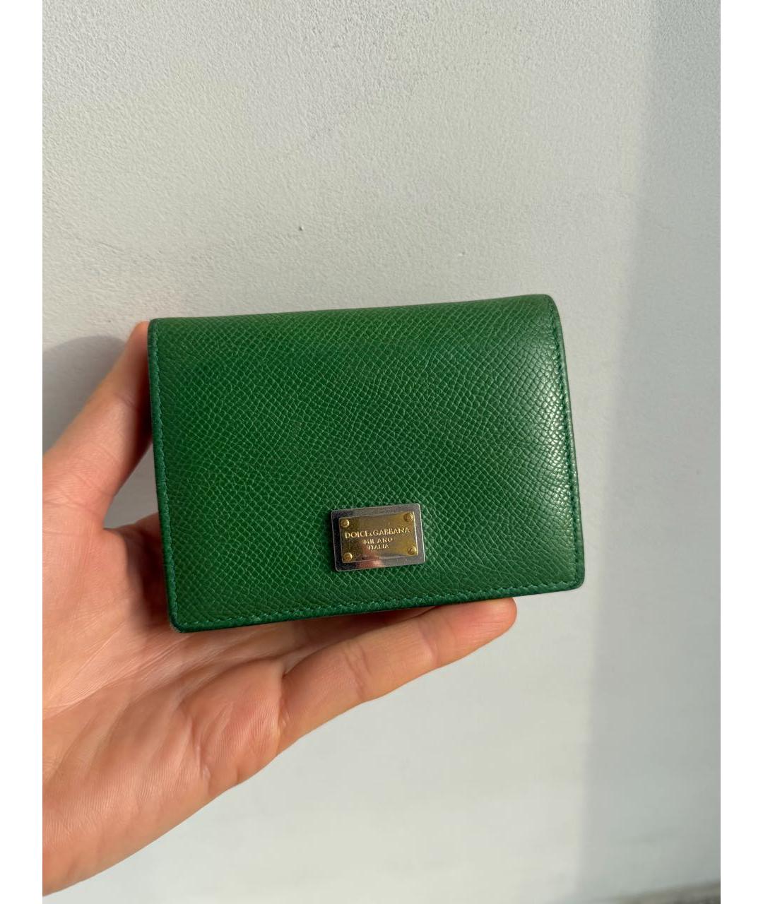 DOLCE&GABBANA Зеленый кожаный кошелек, фото 2