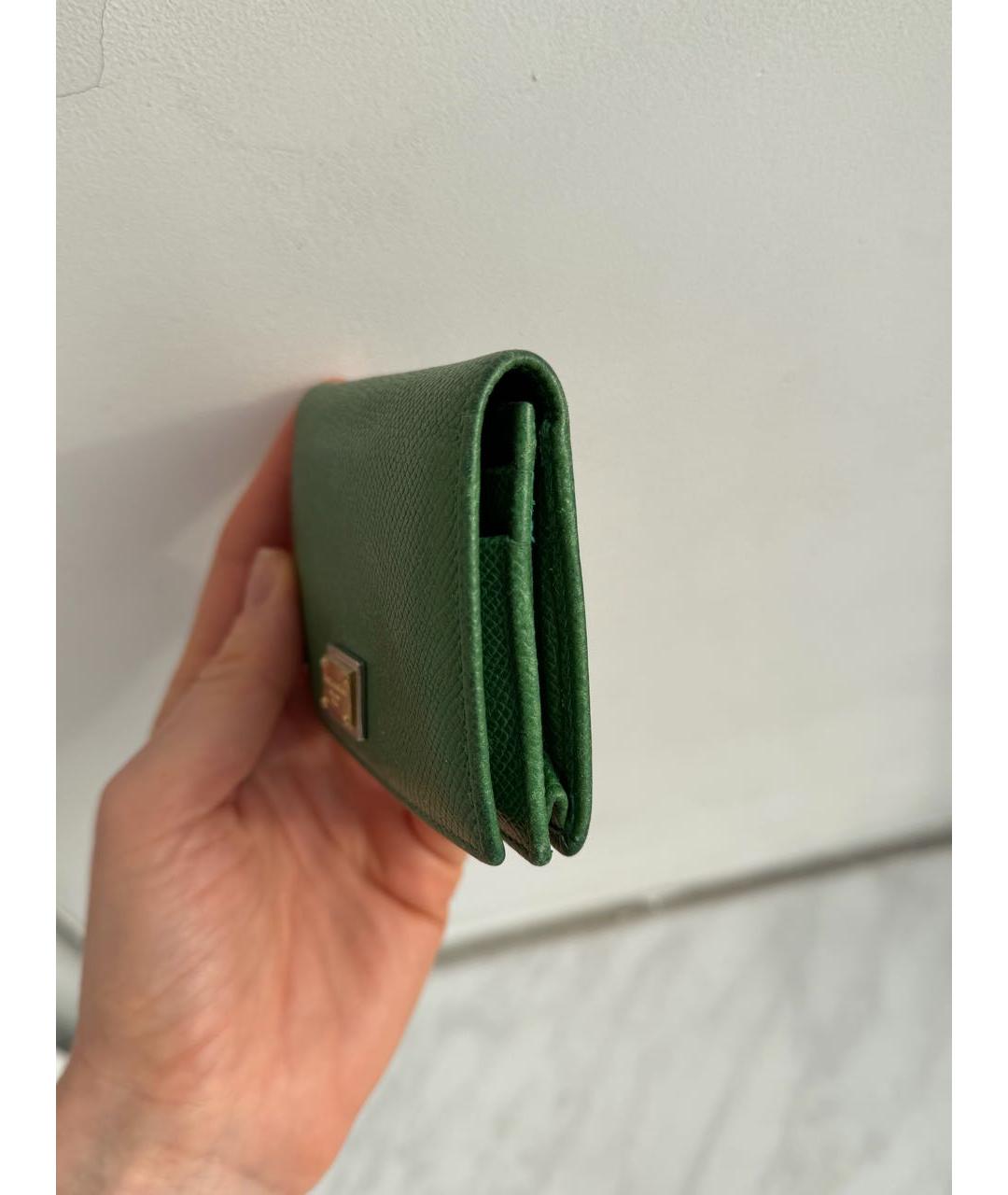 DOLCE&GABBANA Зеленый кожаный кошелек, фото 5