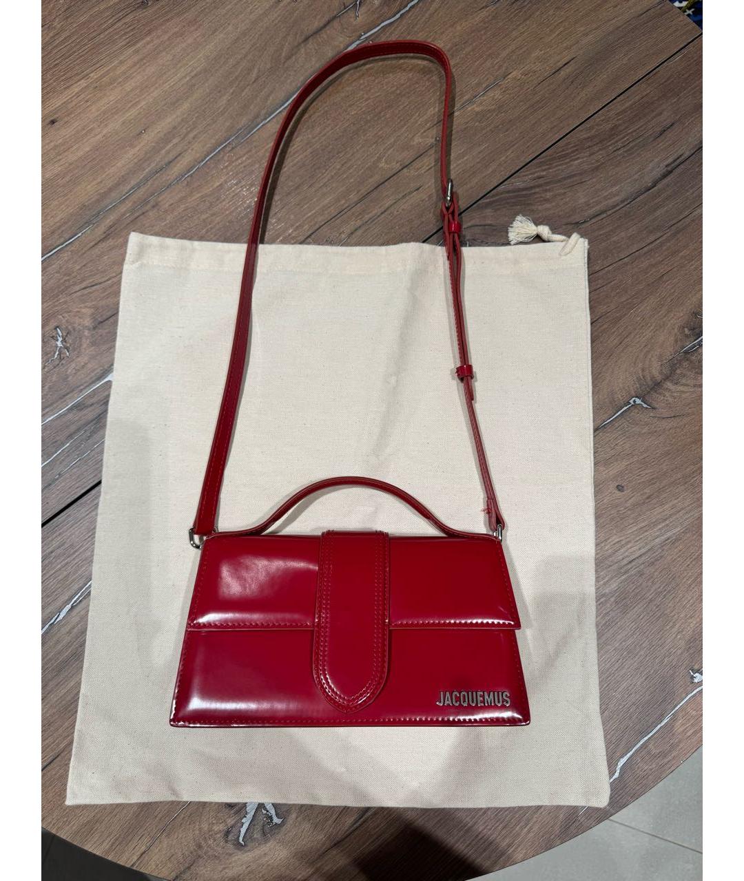 JACQUEMUS Красная сумка через плечо из лакированной кожи, фото 2