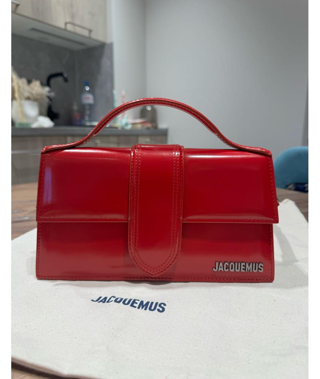 JACQUEMUS Красная сумка через плечо из лакированной кожи, фото 5
