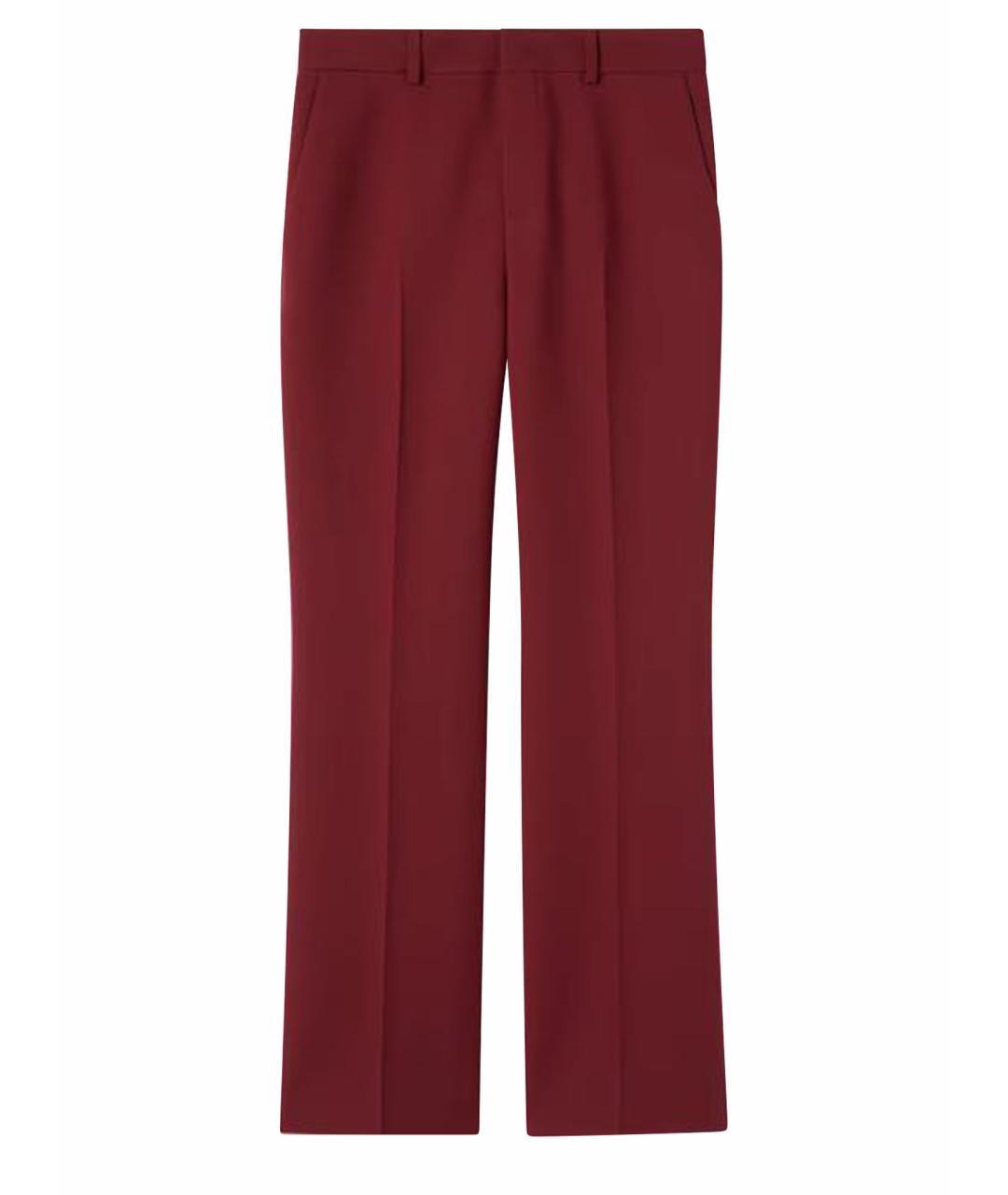 GUCCI Бордовые шелковые прямые брюки, фото 1