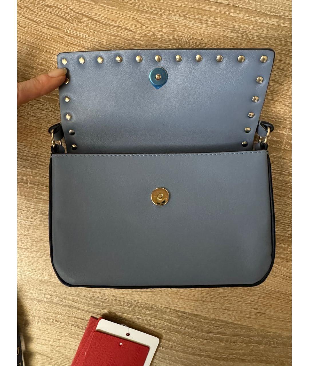 VALENTINO Голубая кожаная сумка через плечо, фото 3