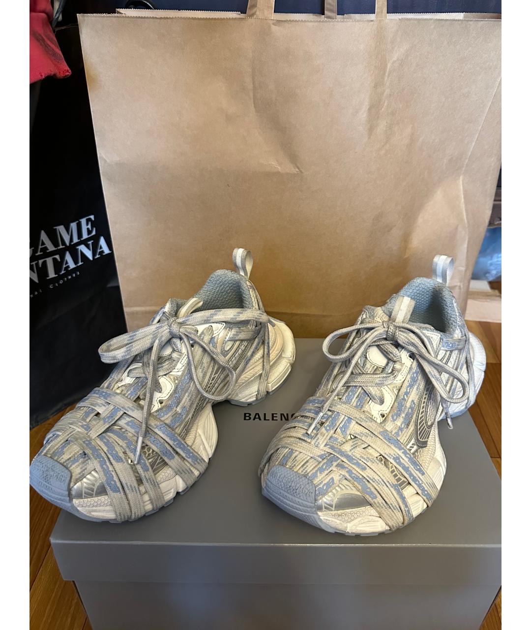 BALENCIAGA Голубые текстильные кроссовки, фото 3