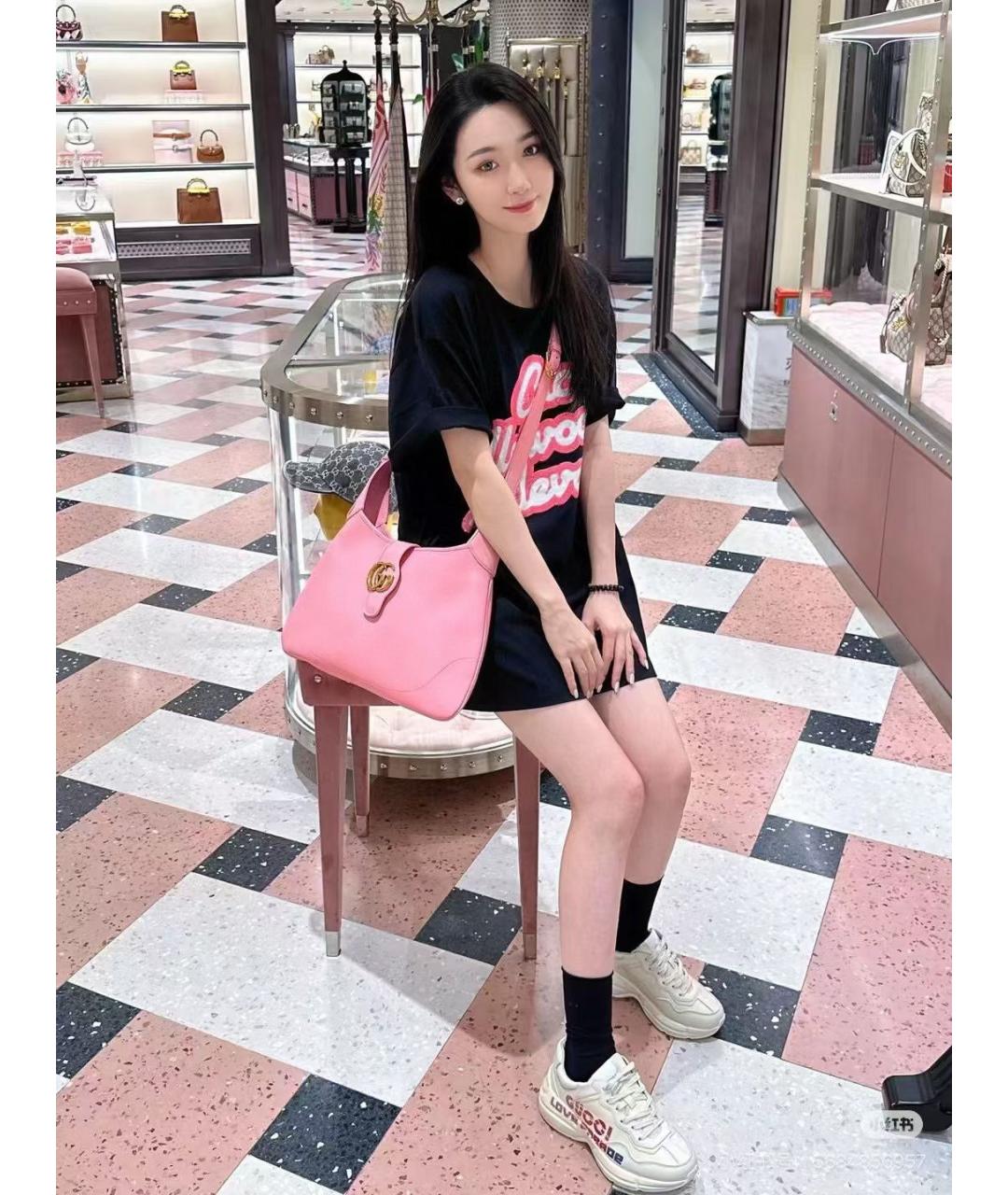 GUCCI Розовая кожаная сумка через плечо, фото 6