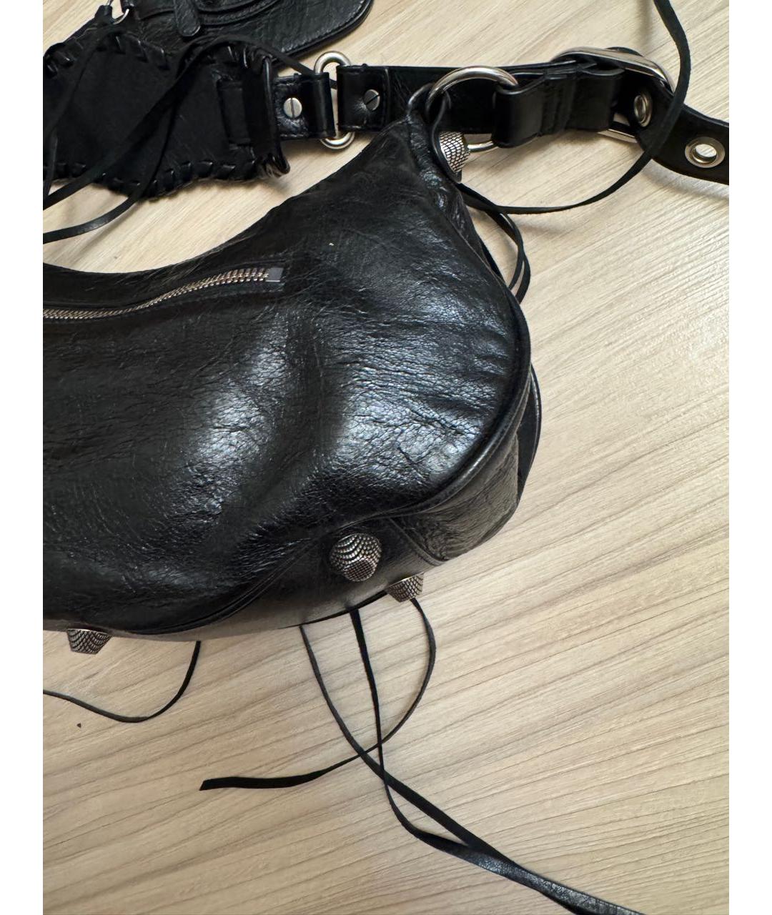 BALENCIAGA Черная кожаная сумка через плечо, фото 5