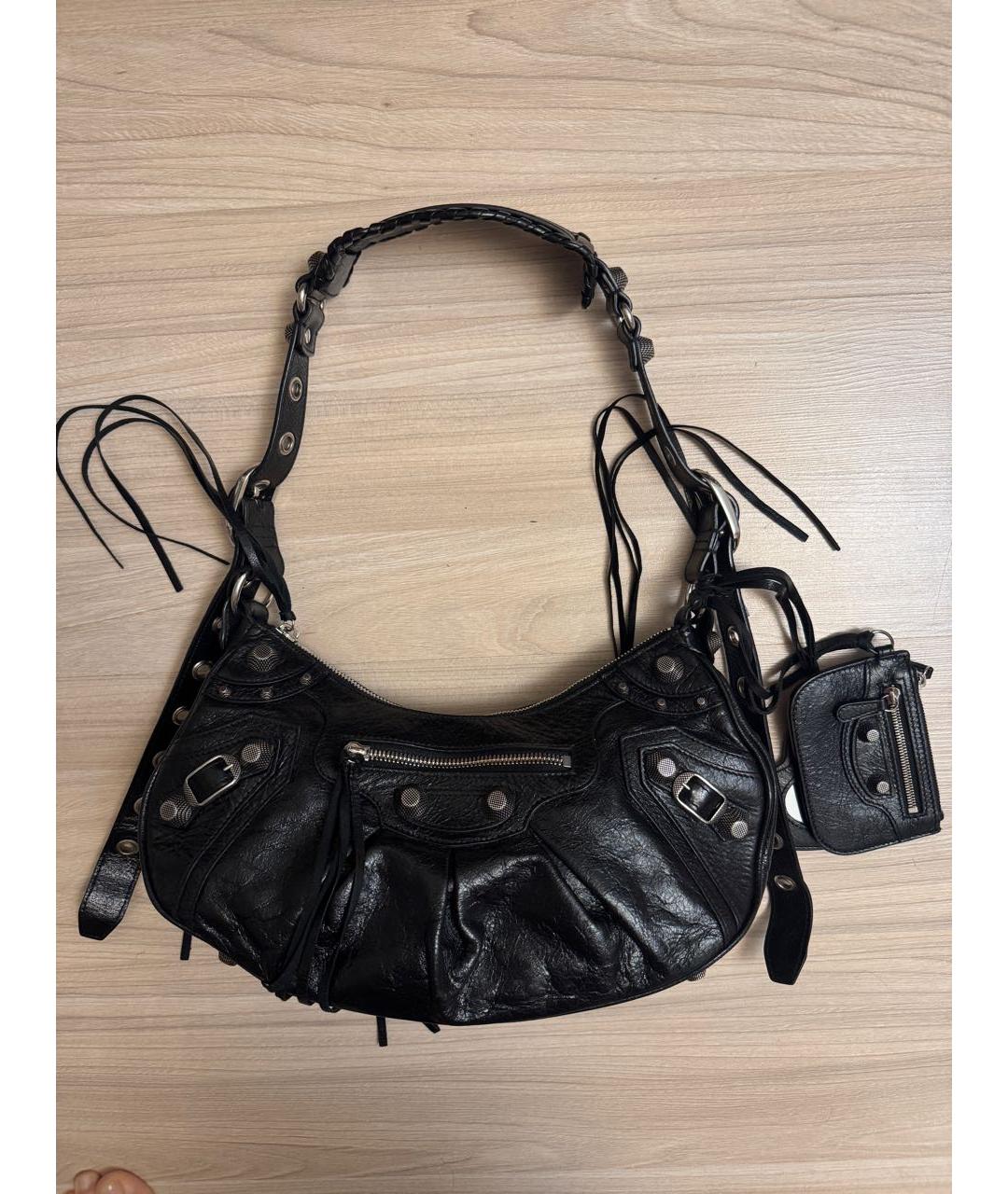 BALENCIAGA Черная кожаная сумка через плечо, фото 8