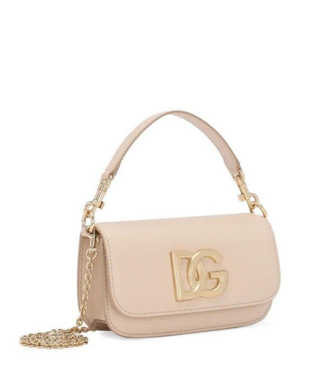 DOLCE&GABBANA Бежевая кожаная сумка с короткими ручками, фото 2