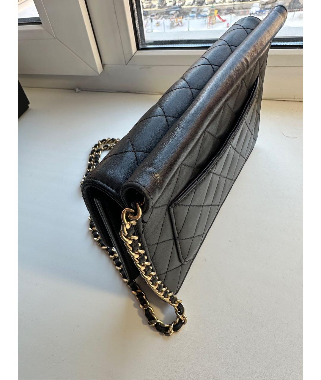 CHANEL Черная кожаная сумка через плечо, фото 5