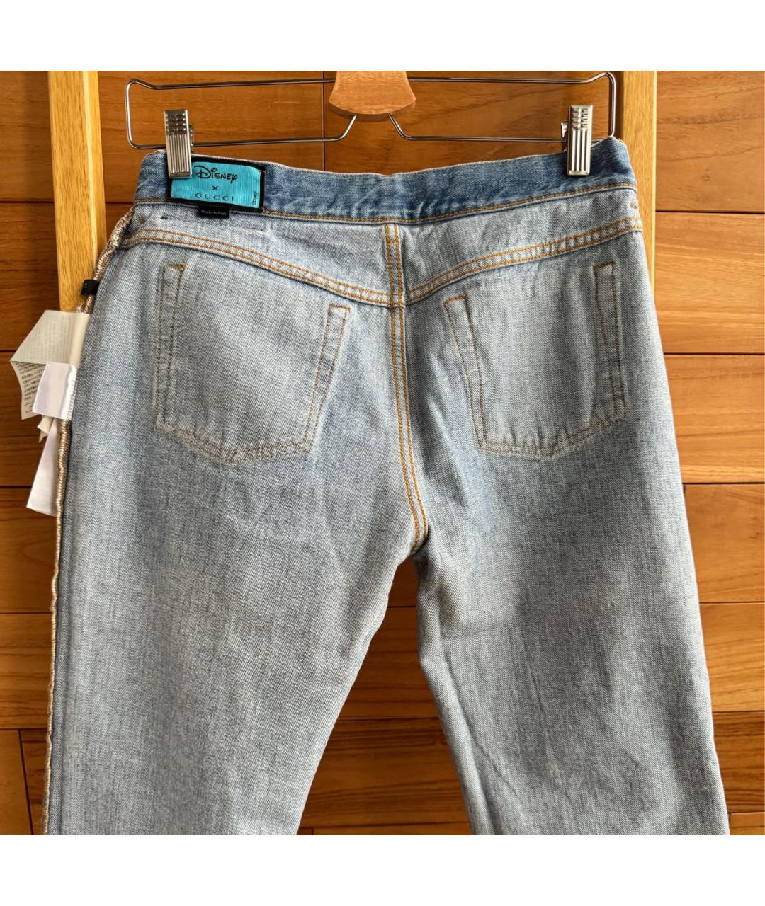 GUCCI Синие хлопковые прямые джинсы, фото 3