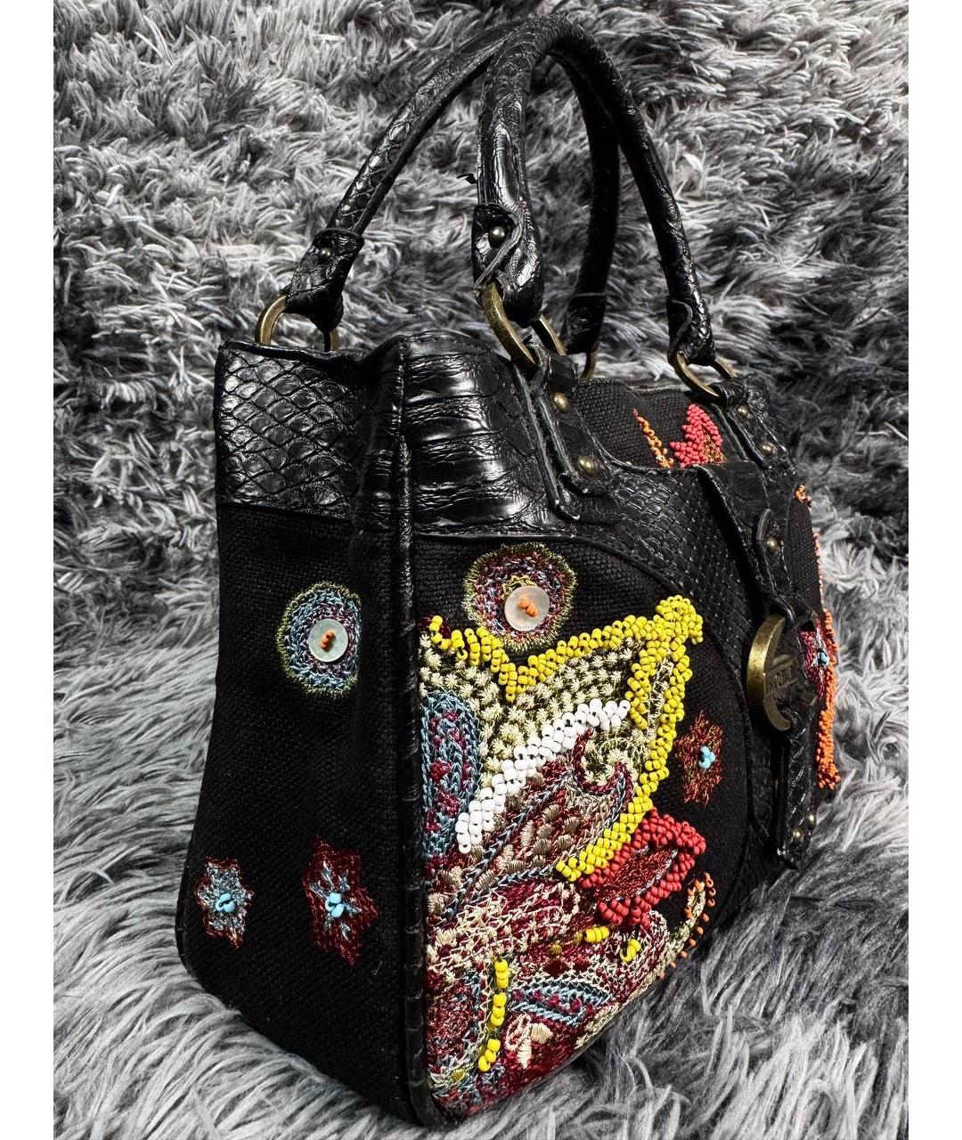 JUST CAVALLI Черная кожаная сумка с короткими ручками, фото 2