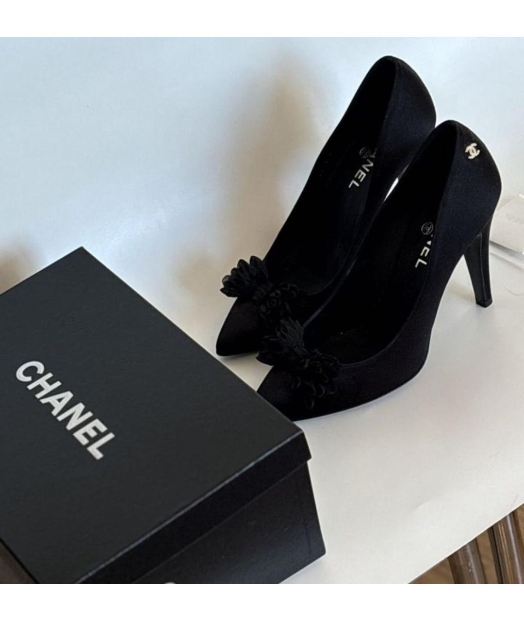 CHANEL Черные текстильные туфли, фото 5