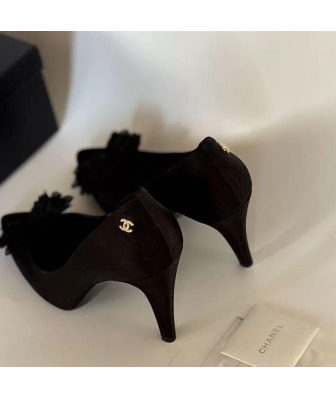 CHANEL Черные текстильные туфли, фото 6