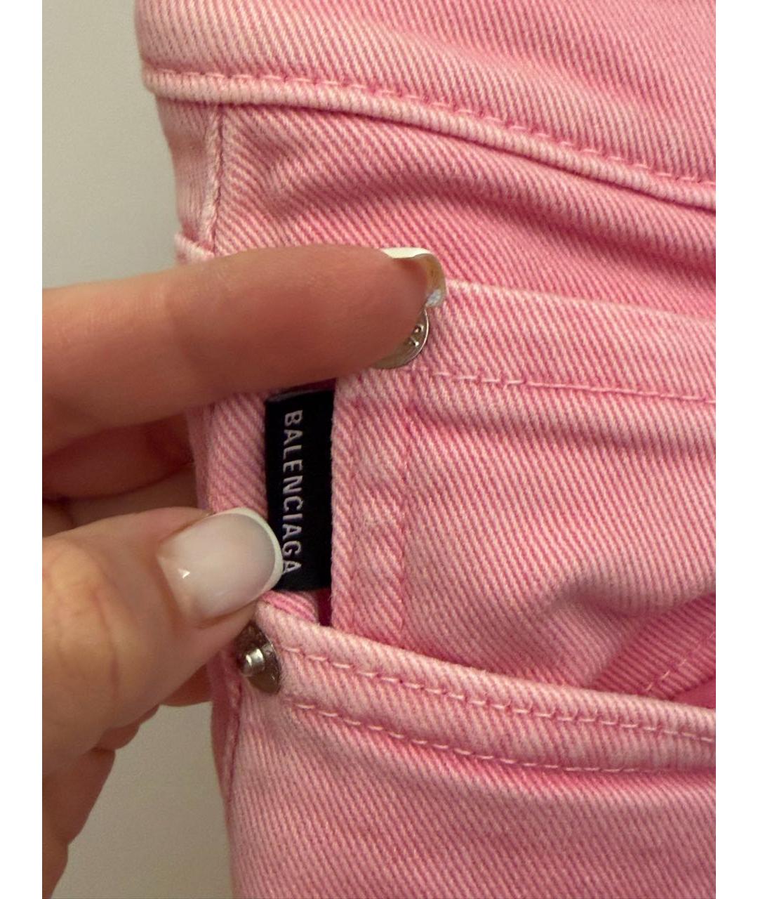BALENCIAGA Розовые хлопковые джинсы слим, фото 5