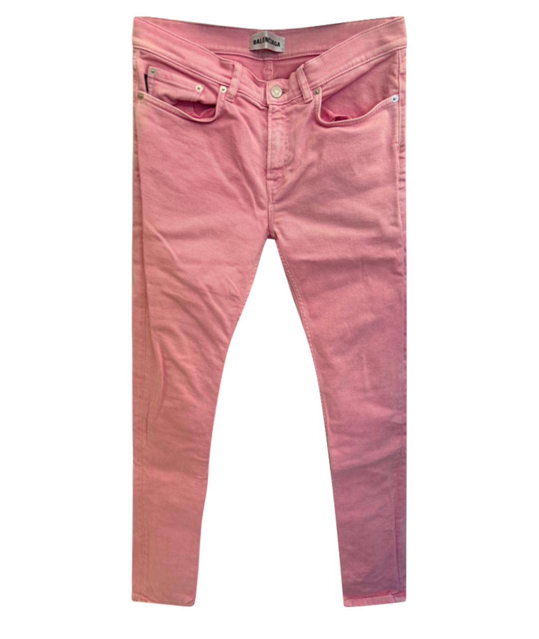 BALENCIAGA Розовые хлопковые джинсы слим, фото 1