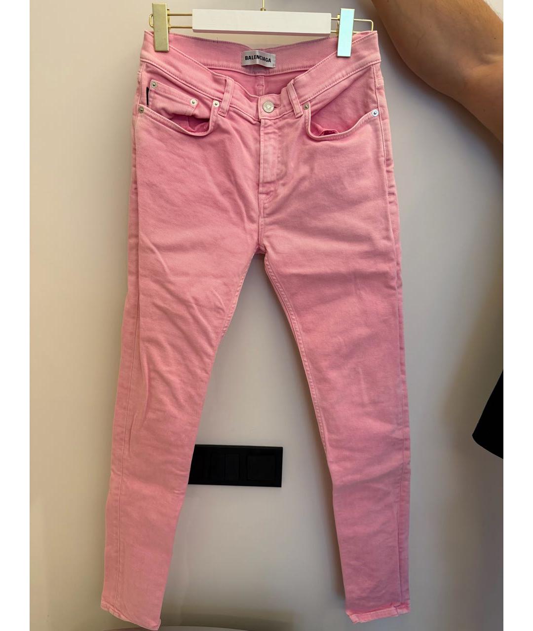 BALENCIAGA Розовые хлопковые джинсы слим, фото 2