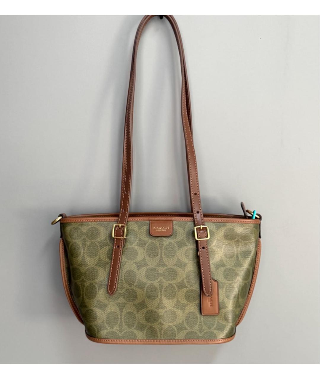 COACH Зеленая сумка тоут, фото 6