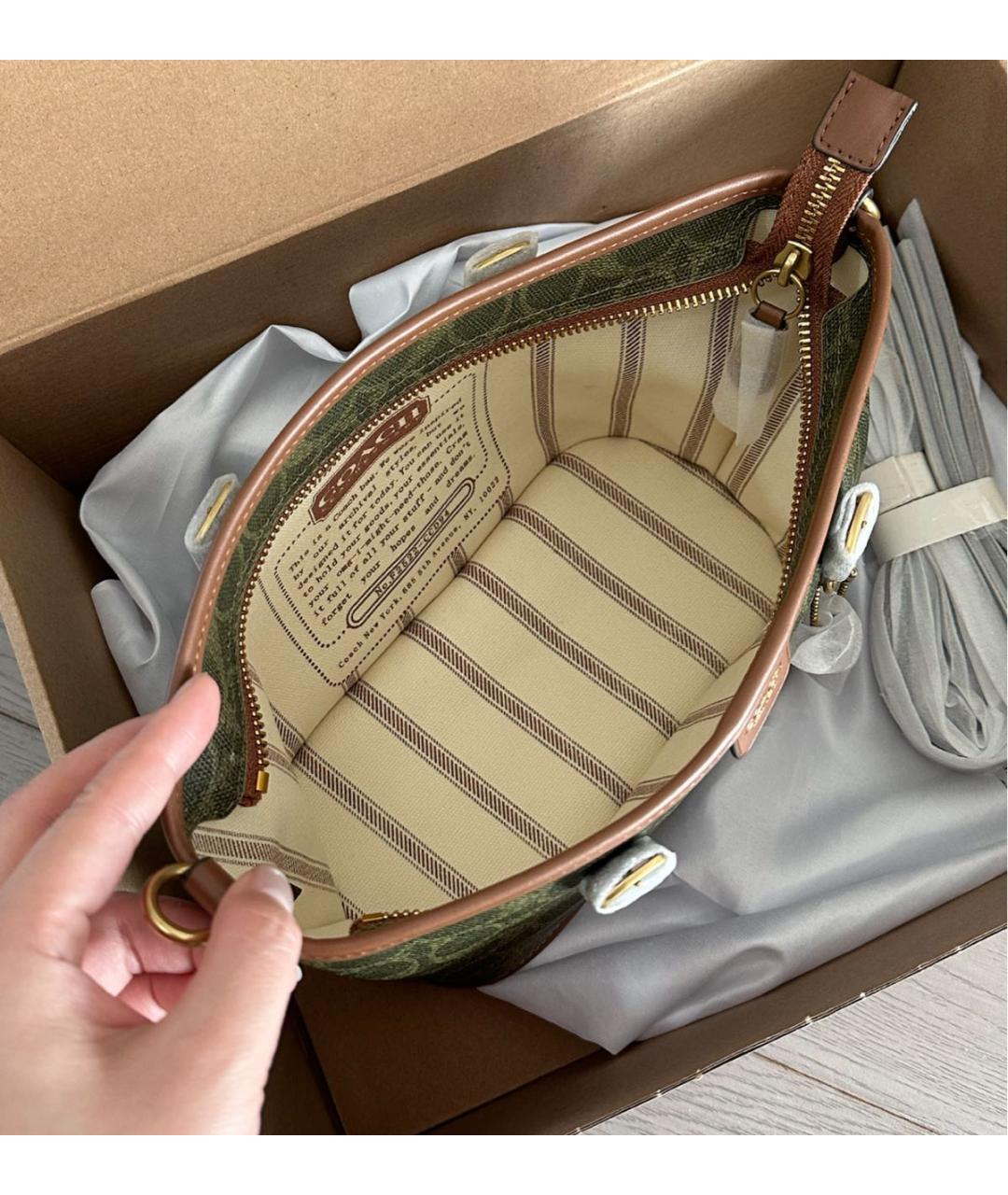 COACH Зеленая сумка тоут, фото 8