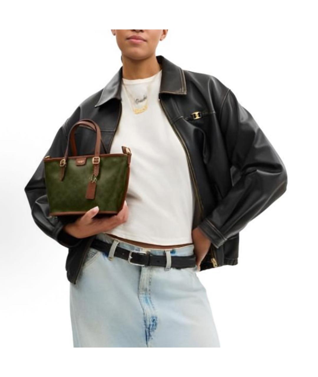 COACH Зеленая сумка тоут, фото 4