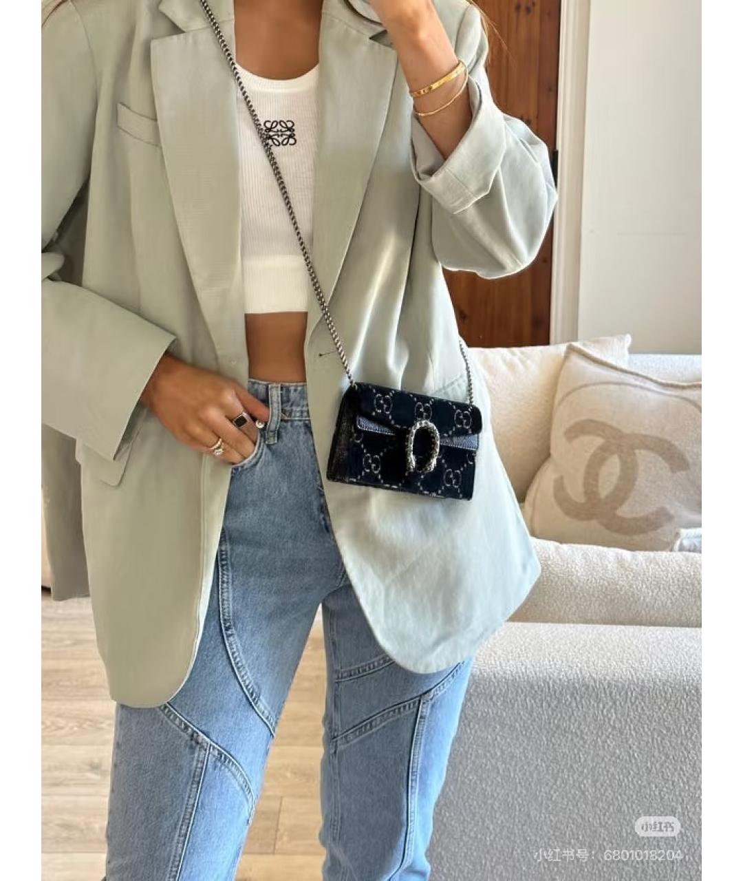 GUCCI Зеленая бархатная сумка через плечо, фото 6