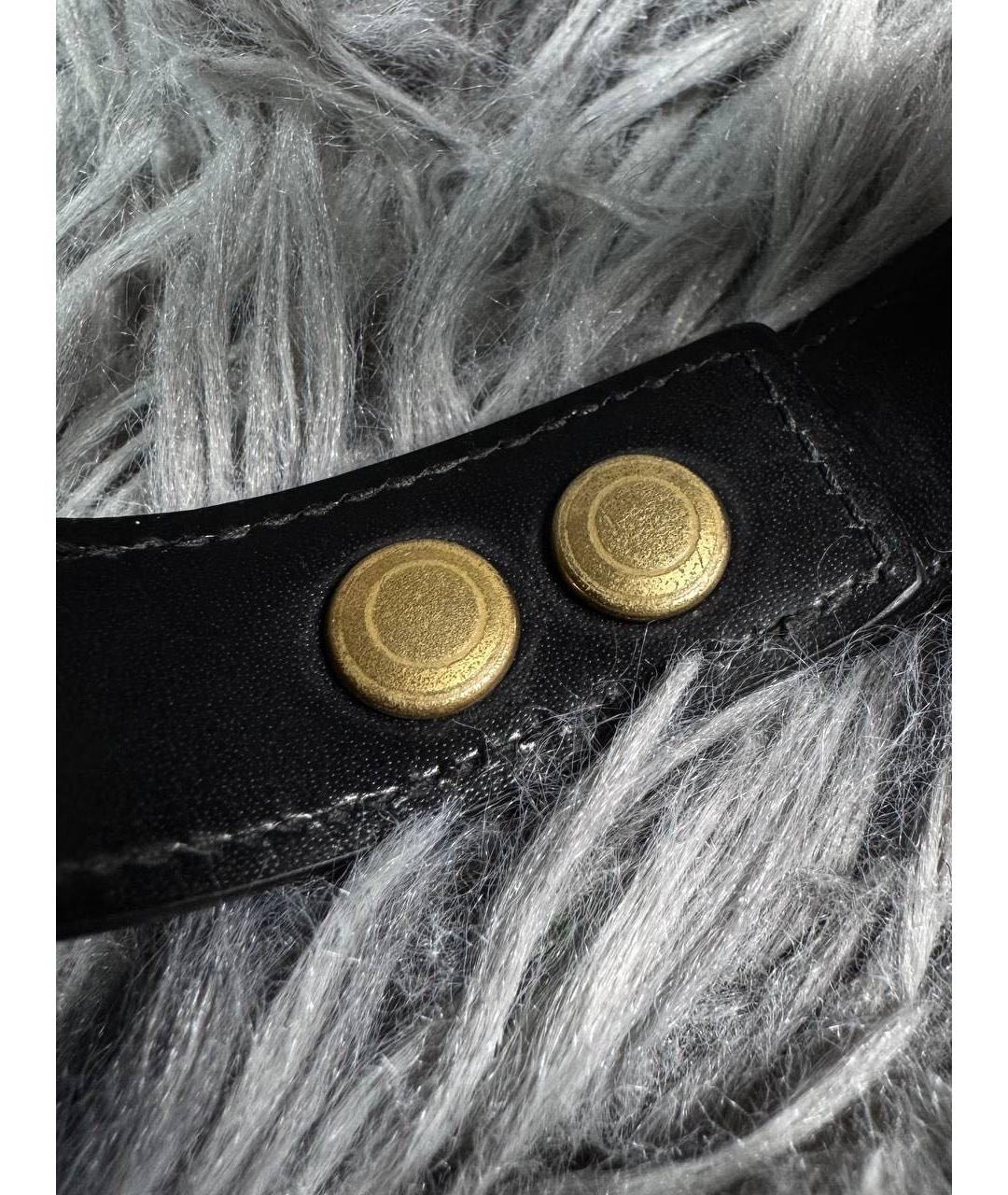 SAINT LAURENT Черный кожаный браслет, фото 5