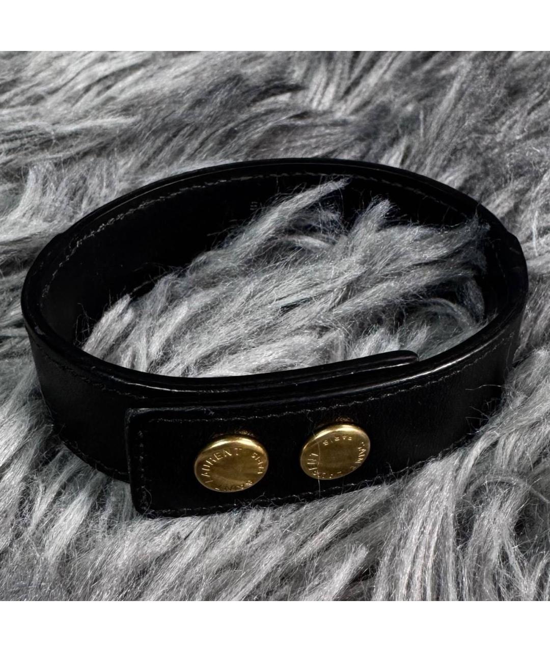 SAINT LAURENT Черный кожаный браслет, фото 3