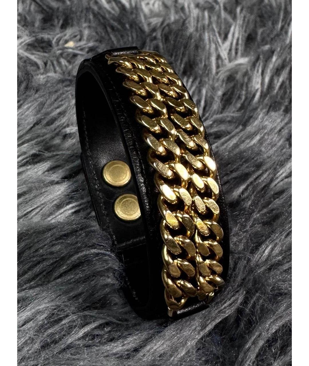 SAINT LAURENT Черный кожаный браслет, фото 4