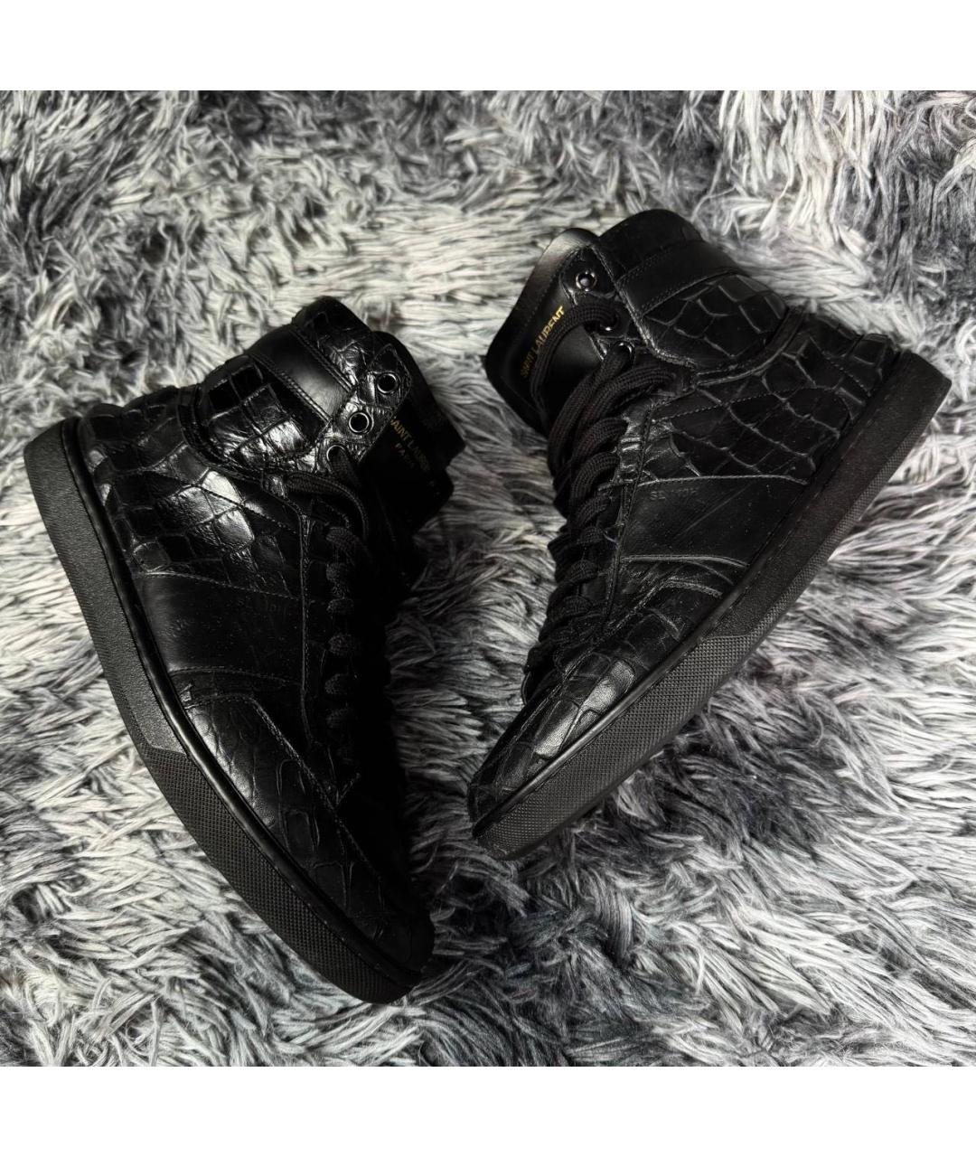 SAINT LAURENT Черные кожаные высокие кроссовки / кеды, фото 9