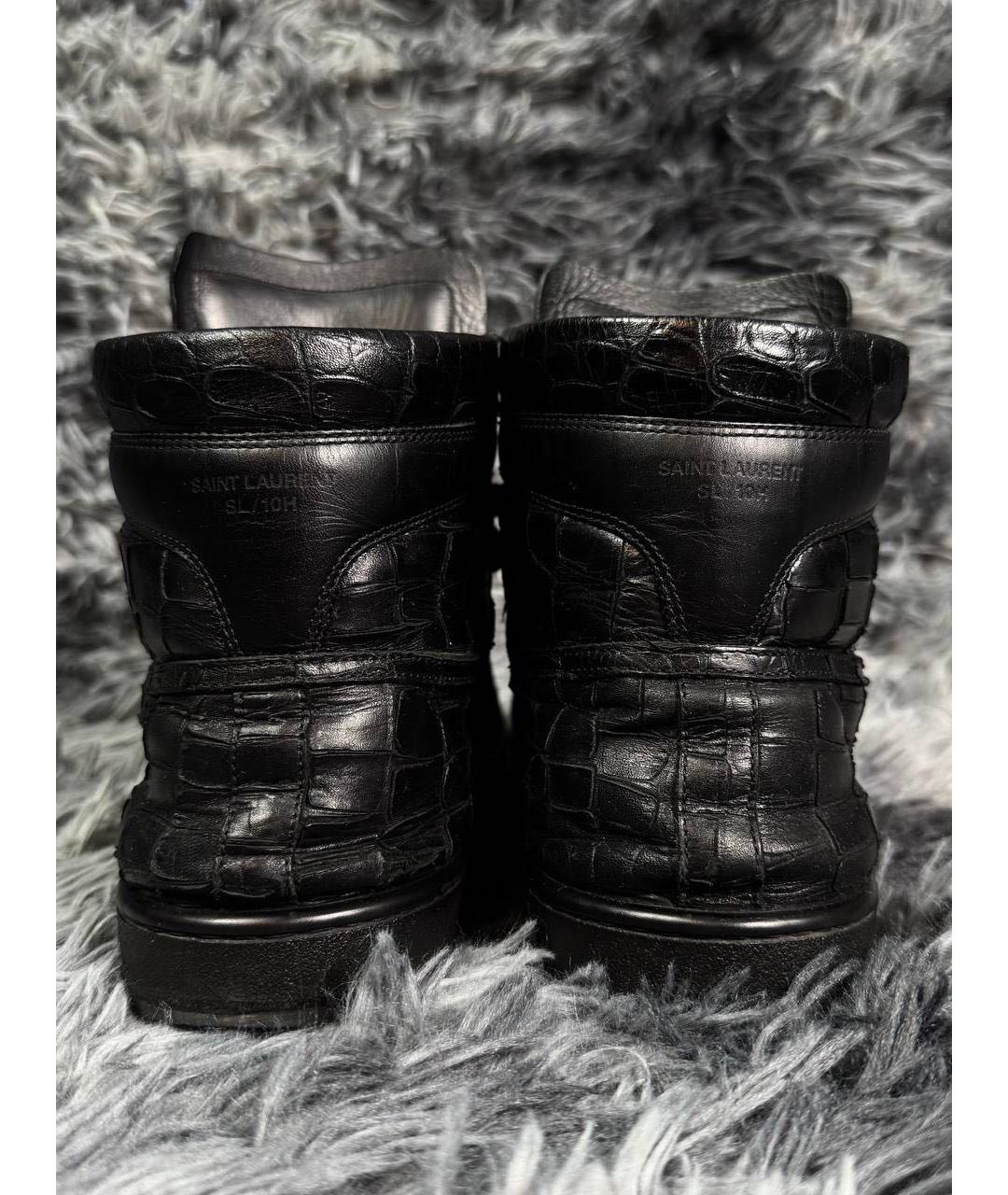 SAINT LAURENT Черные кожаные высокие кроссовки / кеды, фото 4