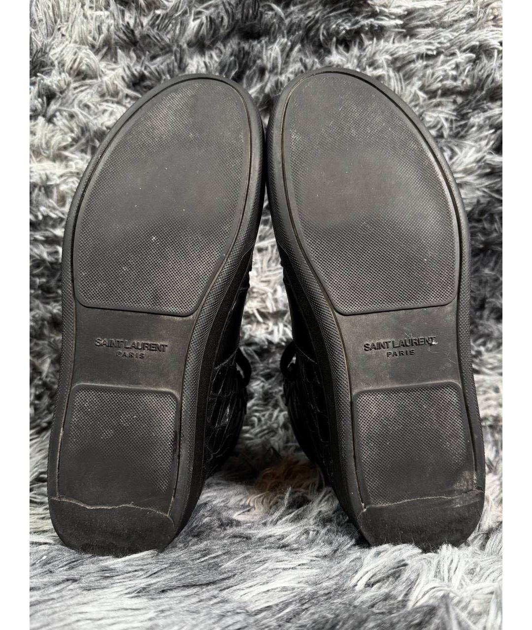 SAINT LAURENT Черные кожаные высокие кроссовки / кеды, фото 5