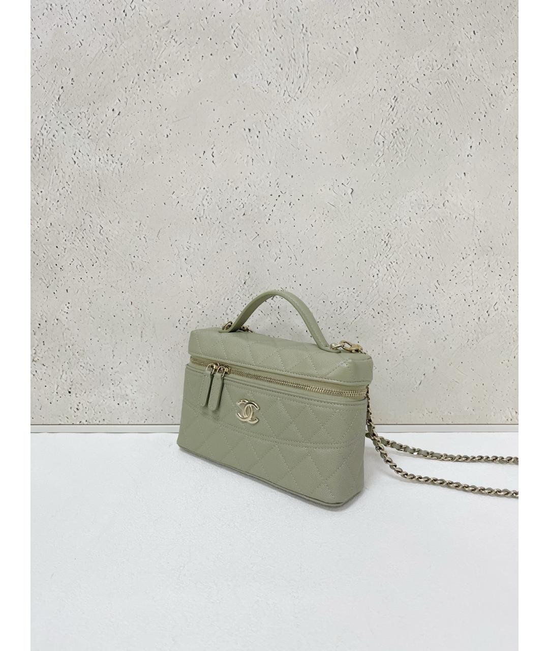 CHANEL Салатовая кожаная сумка через плечо, фото 3