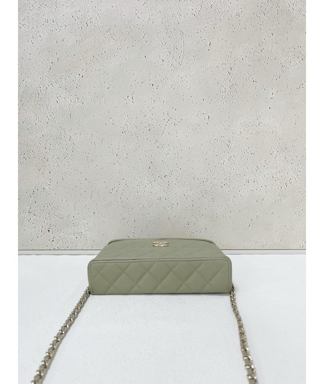 CHANEL Салатовая кожаная сумка через плечо, фото 5