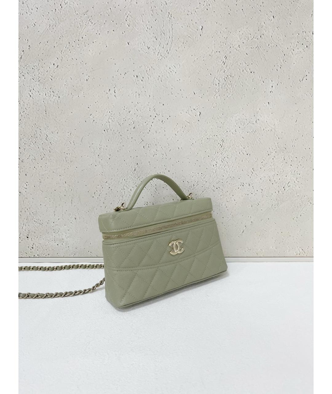 CHANEL Салатовая кожаная сумка через плечо, фото 4