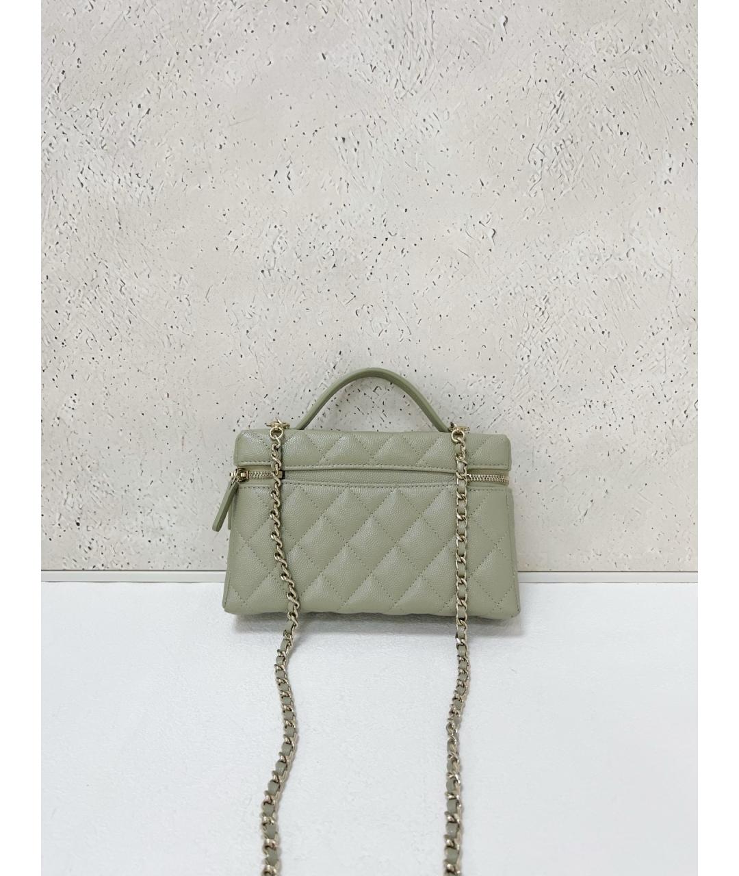 CHANEL Салатовая кожаная сумка через плечо, фото 2