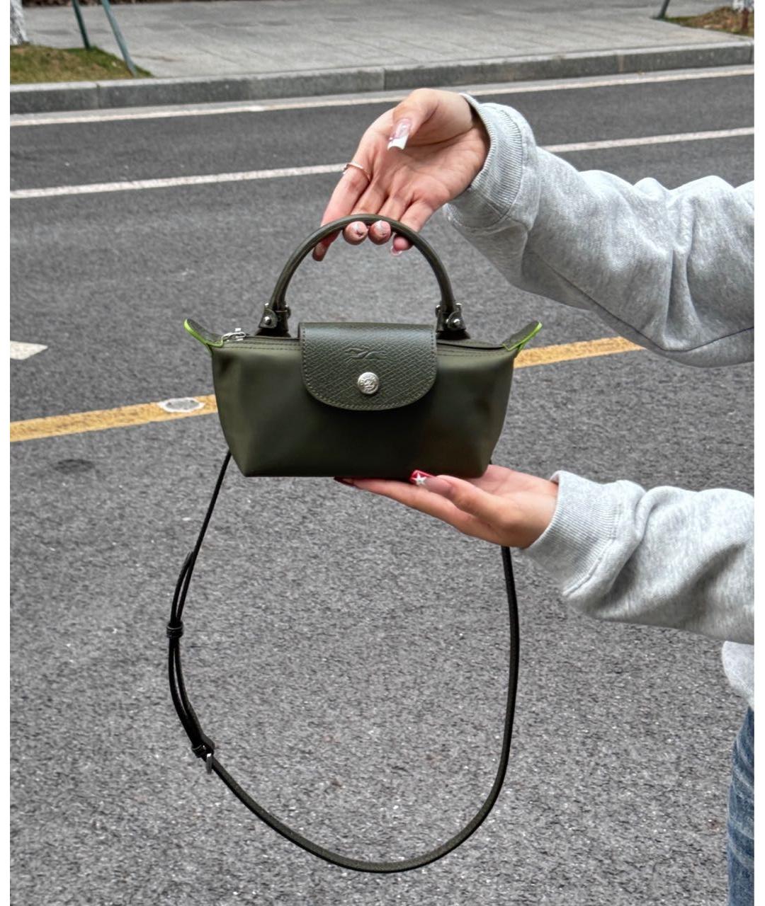 LONGCHAMP Хаки сумка с короткими ручками, фото 4